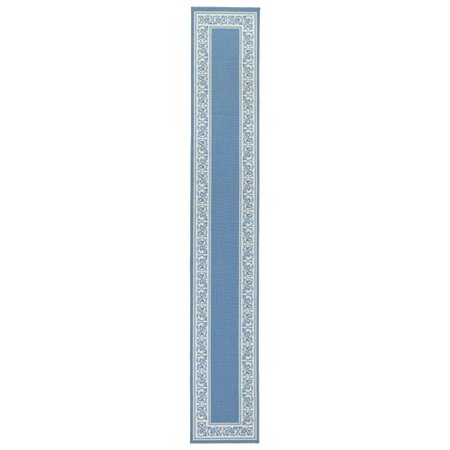 MANMADE 20 x 120 in. Floral Border Extra Long Rectangle Runner Rug - Blue MA2613941